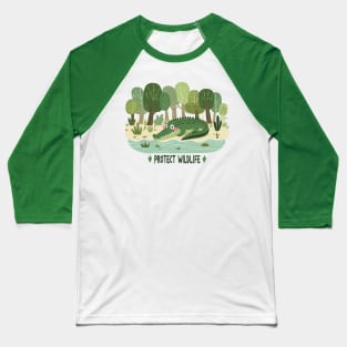 Crocodile Protect Wildlife Baseball T-Shirt